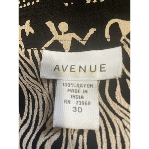 Avenue Top Womens Size 30 Black Button Up Long Sleeve Oversized Flowy Patterned - Picture 8 of 10